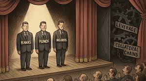 Illustration of two figures on stage representing economic policy debate and financial decision making