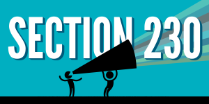 Section 230 law illustration representing internet regulation and platform liability protections