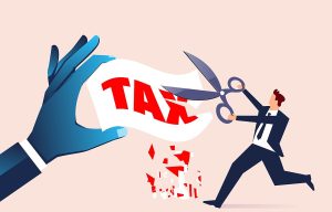 Illustration of tax cuts reducing financial burden, symbolizing US tax reform and economic policy