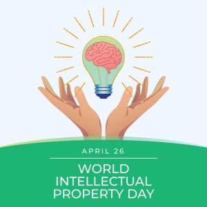 World Intellectual Property Day illustration with light bulb brain symbolizing innovation and creativity